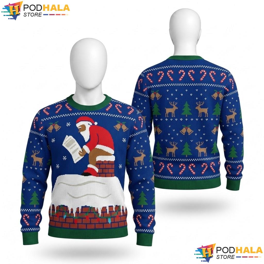 Santa Claus Multicolored Ugly Christmas Sweater Whimsical Funny Top