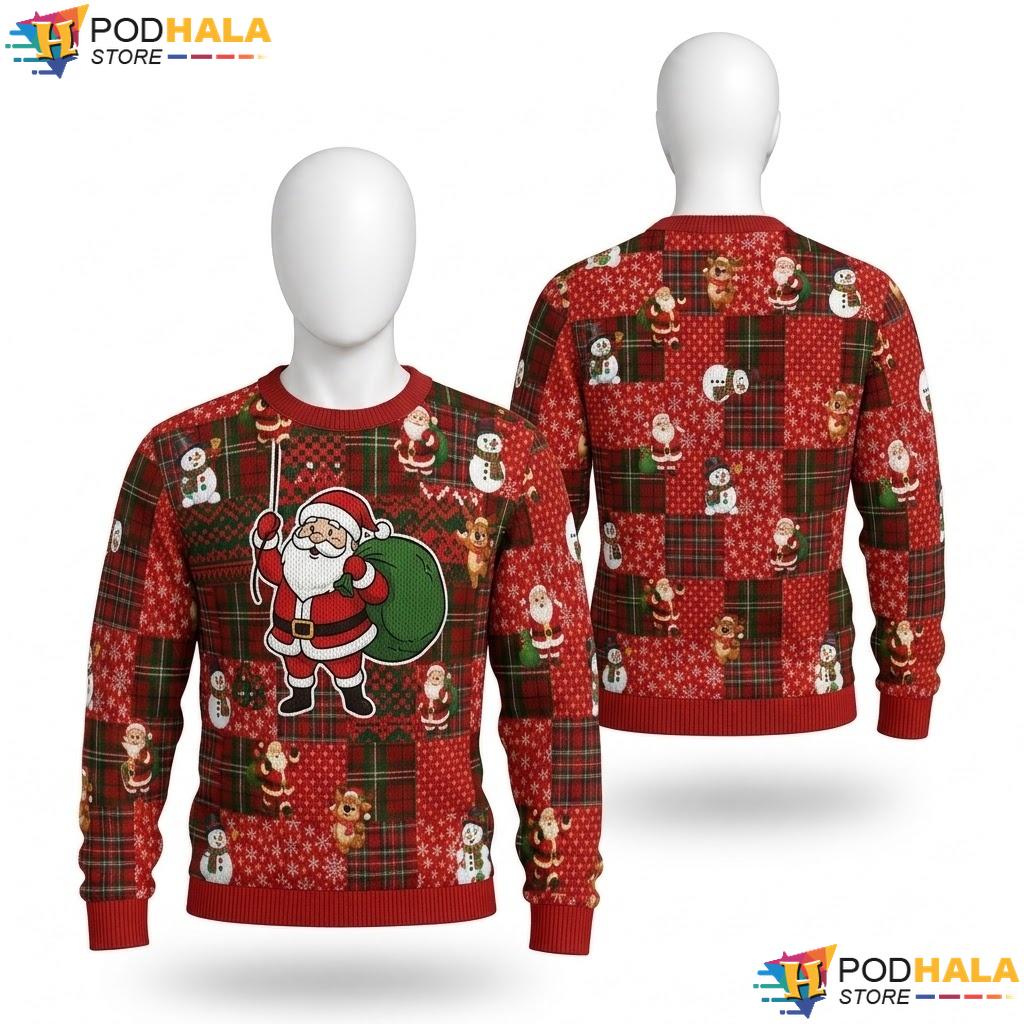 Santa Claus Red Ugly Christmas Sweater Dark Humorous Graphic Pullover