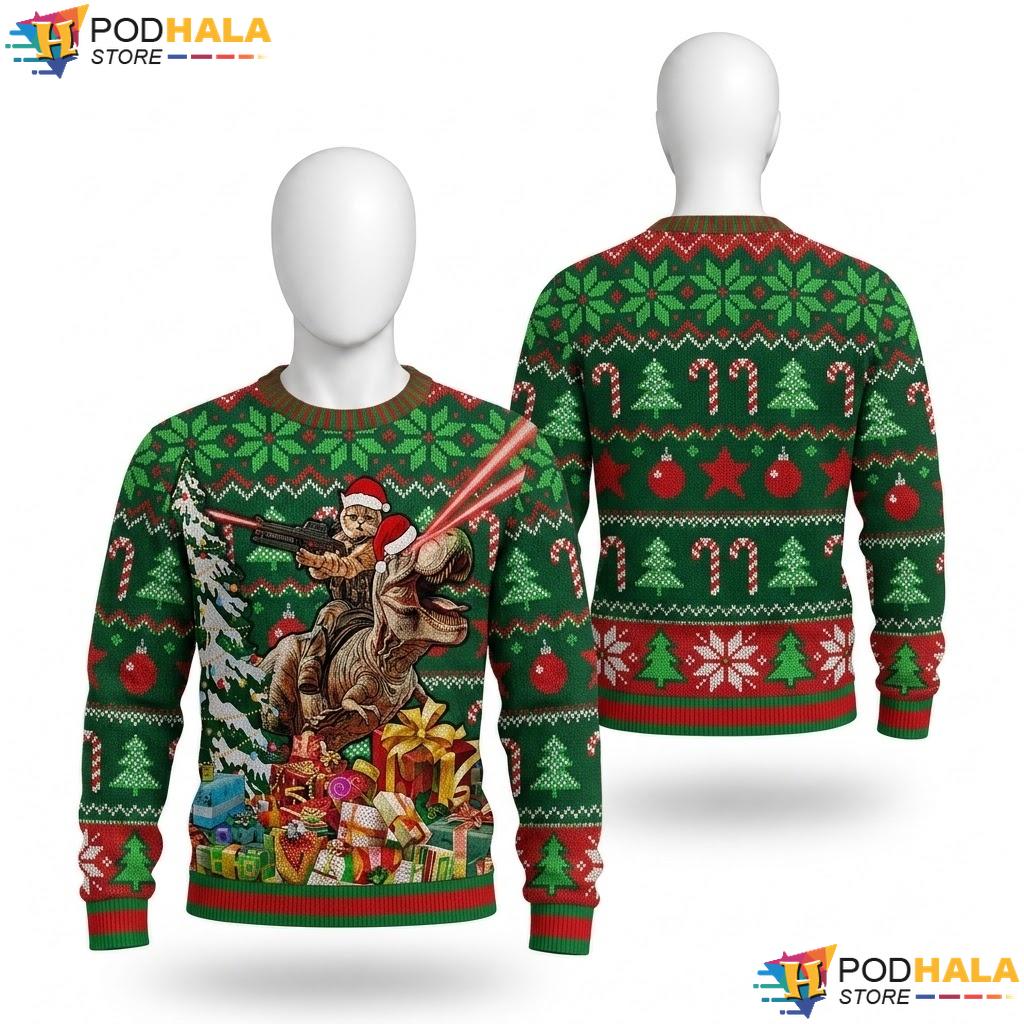 Santa Creature Ugly Christmas Sweater Humorous Colorful Holiday Top