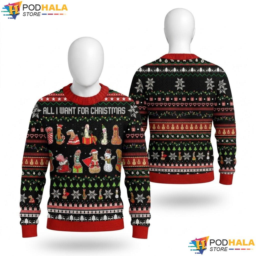Santa Elf Ugly Christmas Sweater Colorful Holiday Characters Apparel