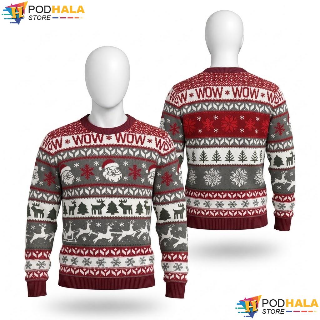 Santa Face Navy Christmas Sweater Cool Reindeer Holiday Crewneck Top