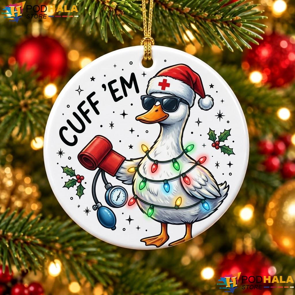 Santa Goose Nurse Christmas Ornament Cuff Em Practitioner Holiday Decor