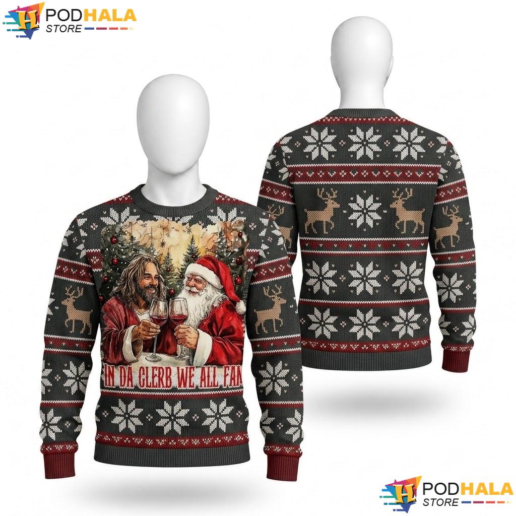 Santa In Da Clerb Ugly Christmas Sweater Funny Xmas Parties Apparel Top