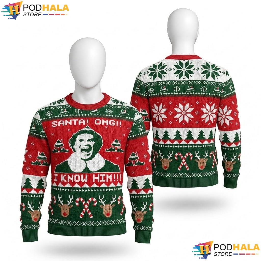 Santa Knit Funny Vintage Christmas Sweater Holiday Mens Graphic Outfit