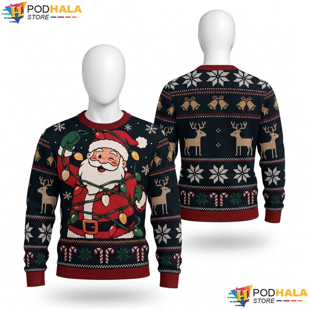 Santa Ornament Jolly Funny Ugly Sweater Reindeer Snowflake Holiday Top