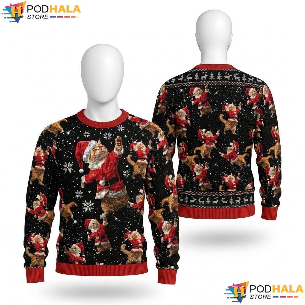 Santa Reindeer Dancing Ugly Sweater Humorous Festive Holiday Outfit