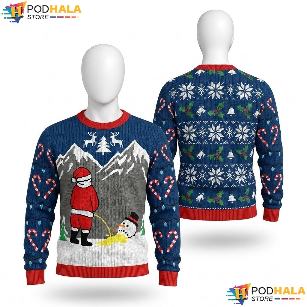 Santa Snowman Parties Mens Ugly Xmas Sweater Playful Christmas Outfit