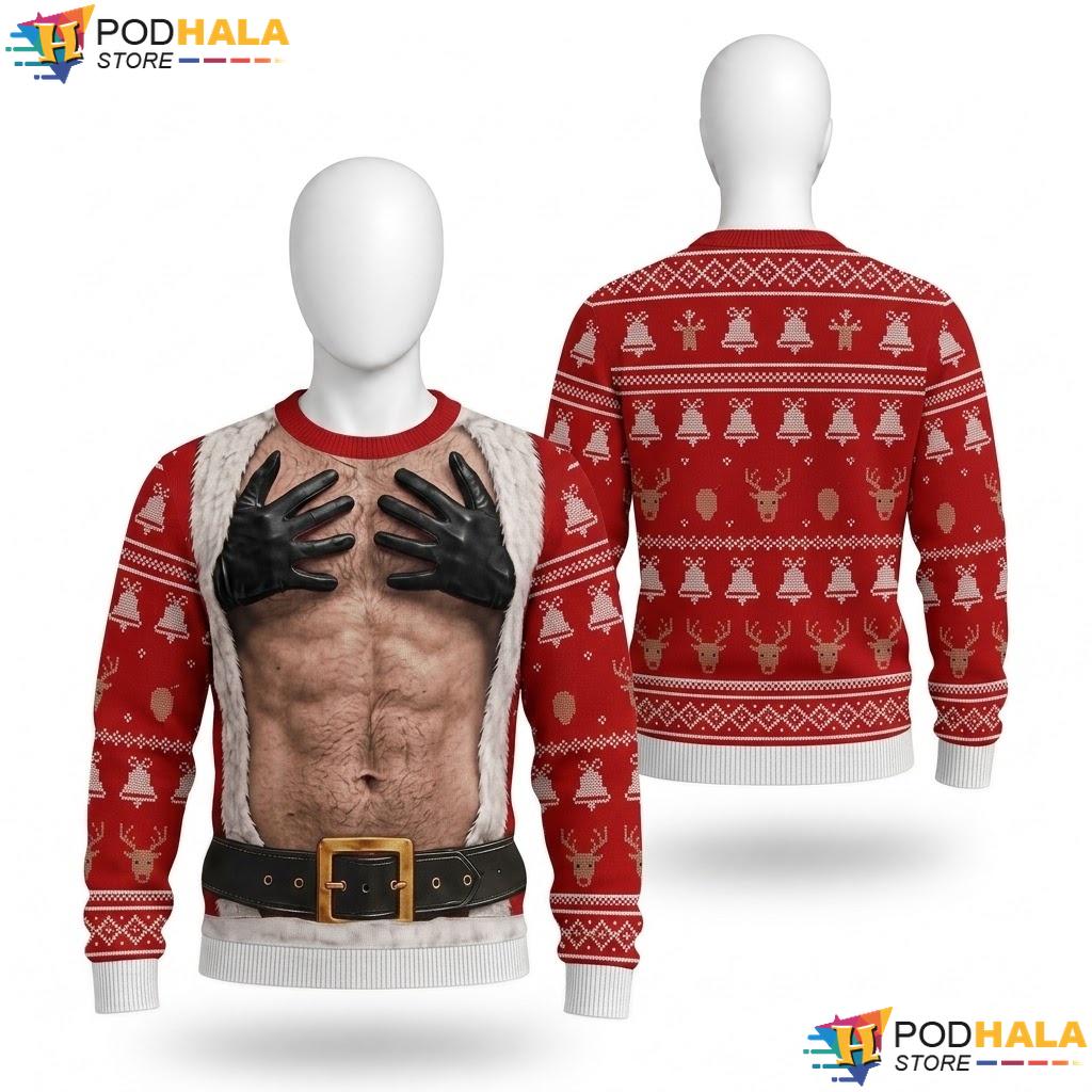 Santa Torso Festive Ugly Christmas Sweater Humorous Funny Mens Top