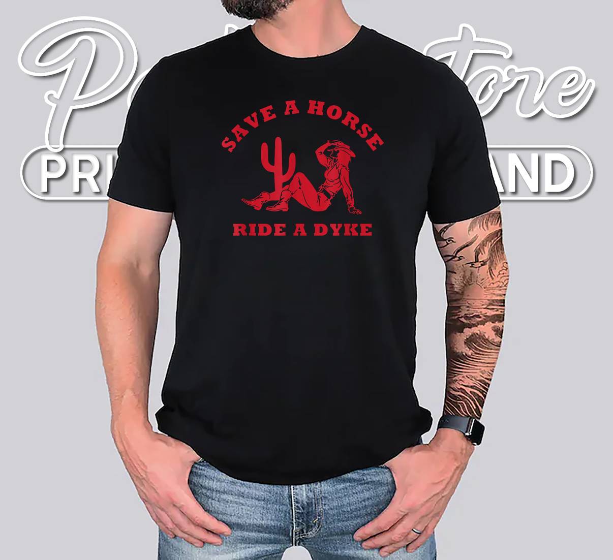 Save A Horse Ride A Dyke Lesbian Shirt Vintage Cowgirl Howdy For Mens
