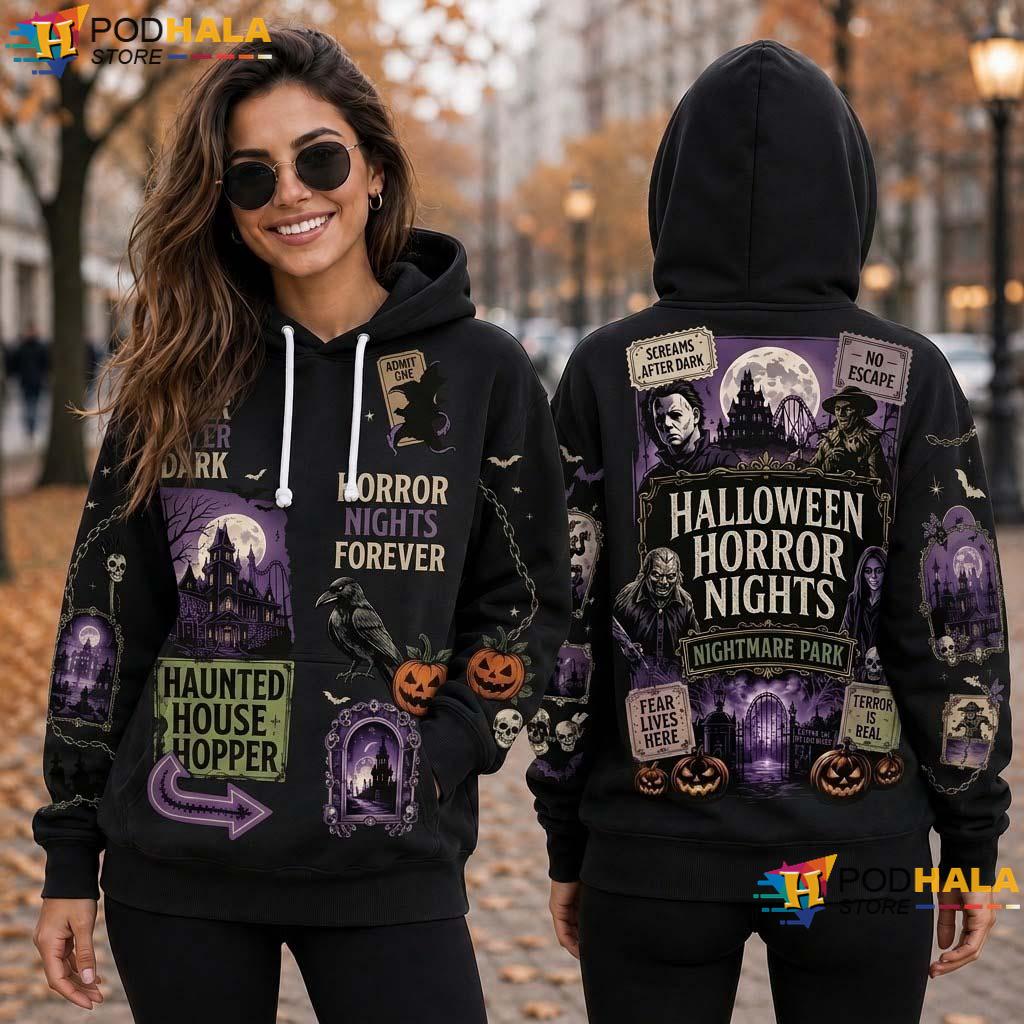 Scary Fan Halloween All Over Print Hoodie Horror Nights Spooky Season Apparel Top Scary Fan Halloween All Over Print Hoodie Horror Nights Spooky Season Apparel Top