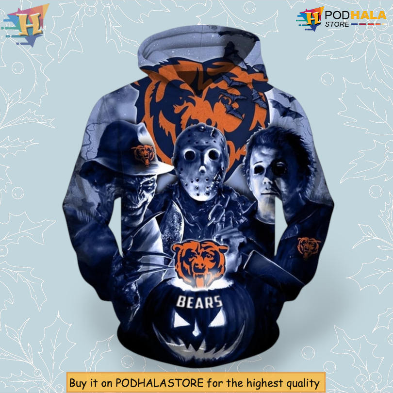 Scary Halloween Night Theme Chicago Bears Womens Hoodie Horror Design