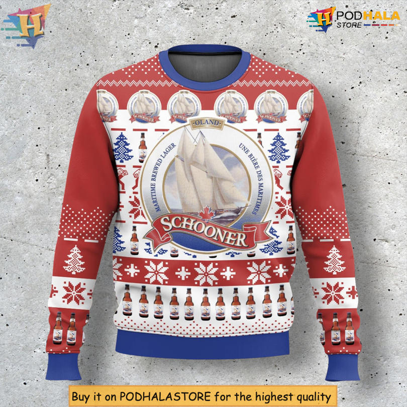 Schooner Beer Brand Vintage Pub Theme Funny 3D Holiday Christmas Sweater Schooner Beer Brand Vintage Pub Theme Funny 3D Holiday Christmas Sweater