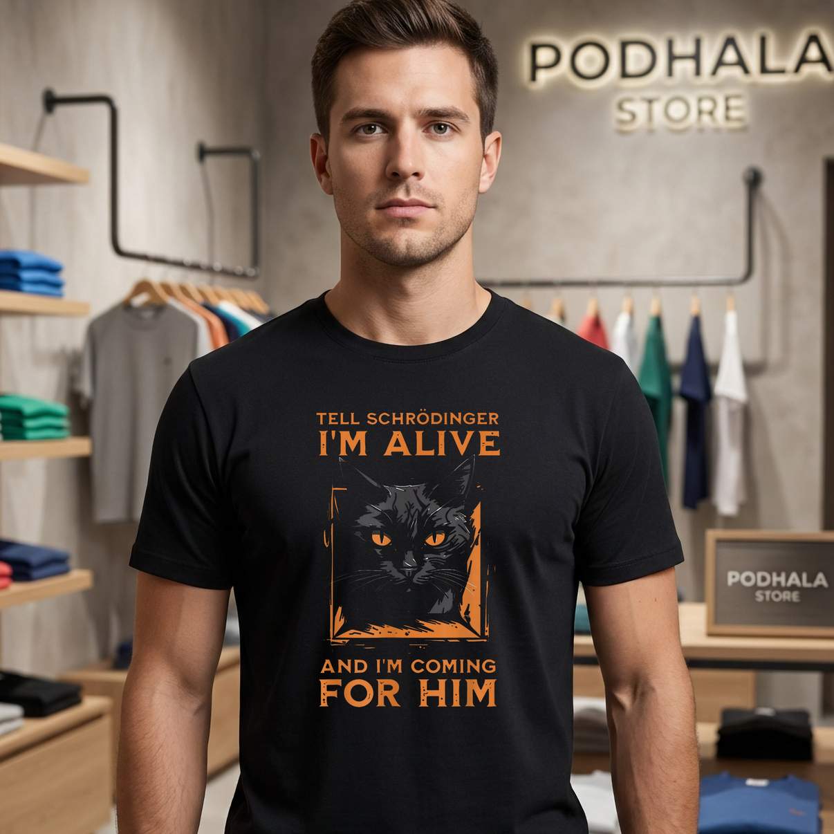 Schrodinger Im Alive Cat T-Shirt Im Coming For Him Funny Science Humor Apparel Schrodinger Im Alive Cat T-Shirt Im Coming For Him Funny Science Humor Apparel