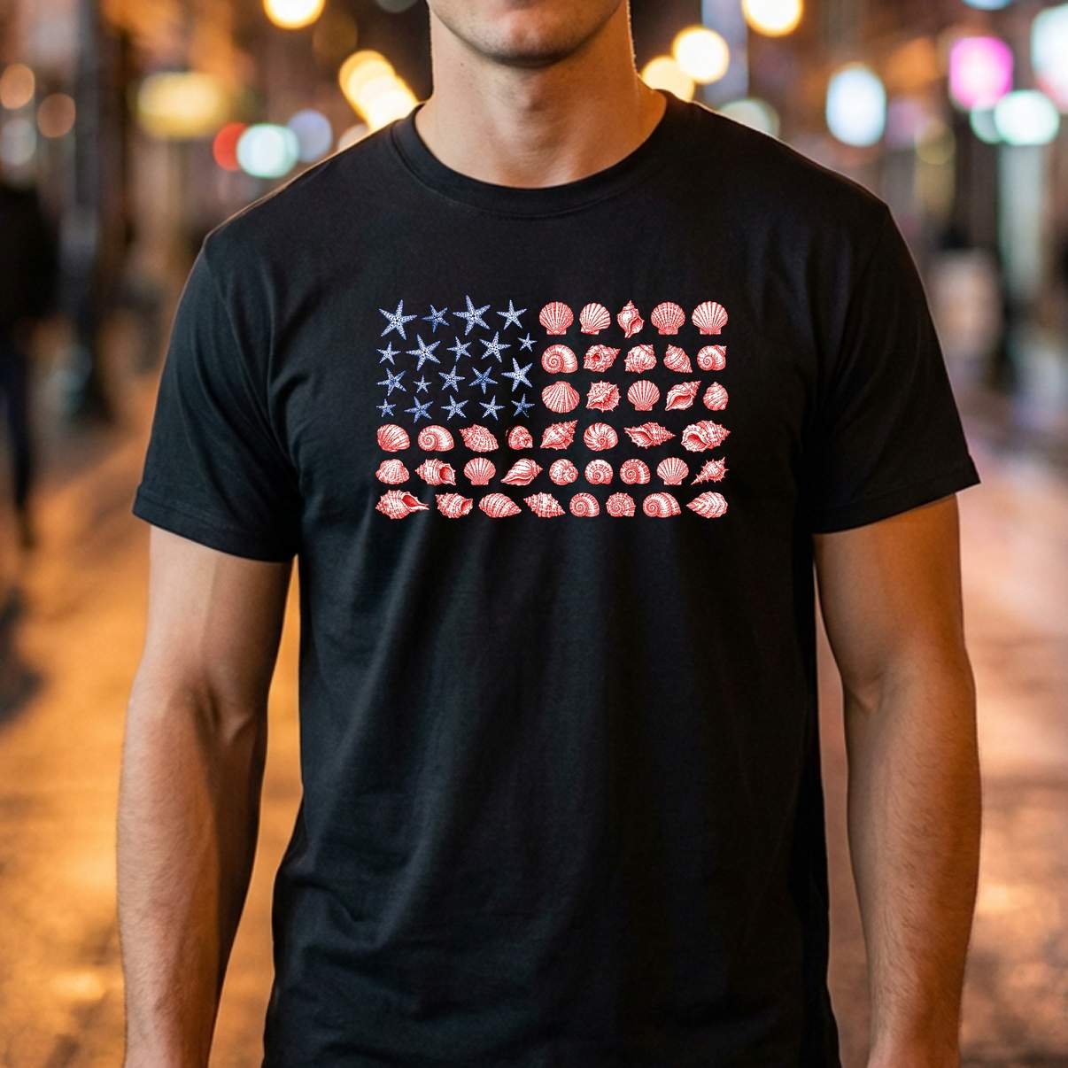 Seashell USA Flag Fourth Of July Tshirt Men Women Kids Summer Outfit Seashell USA Flag Fourth Of July Tshirt Men Women Kids Summer Outfit