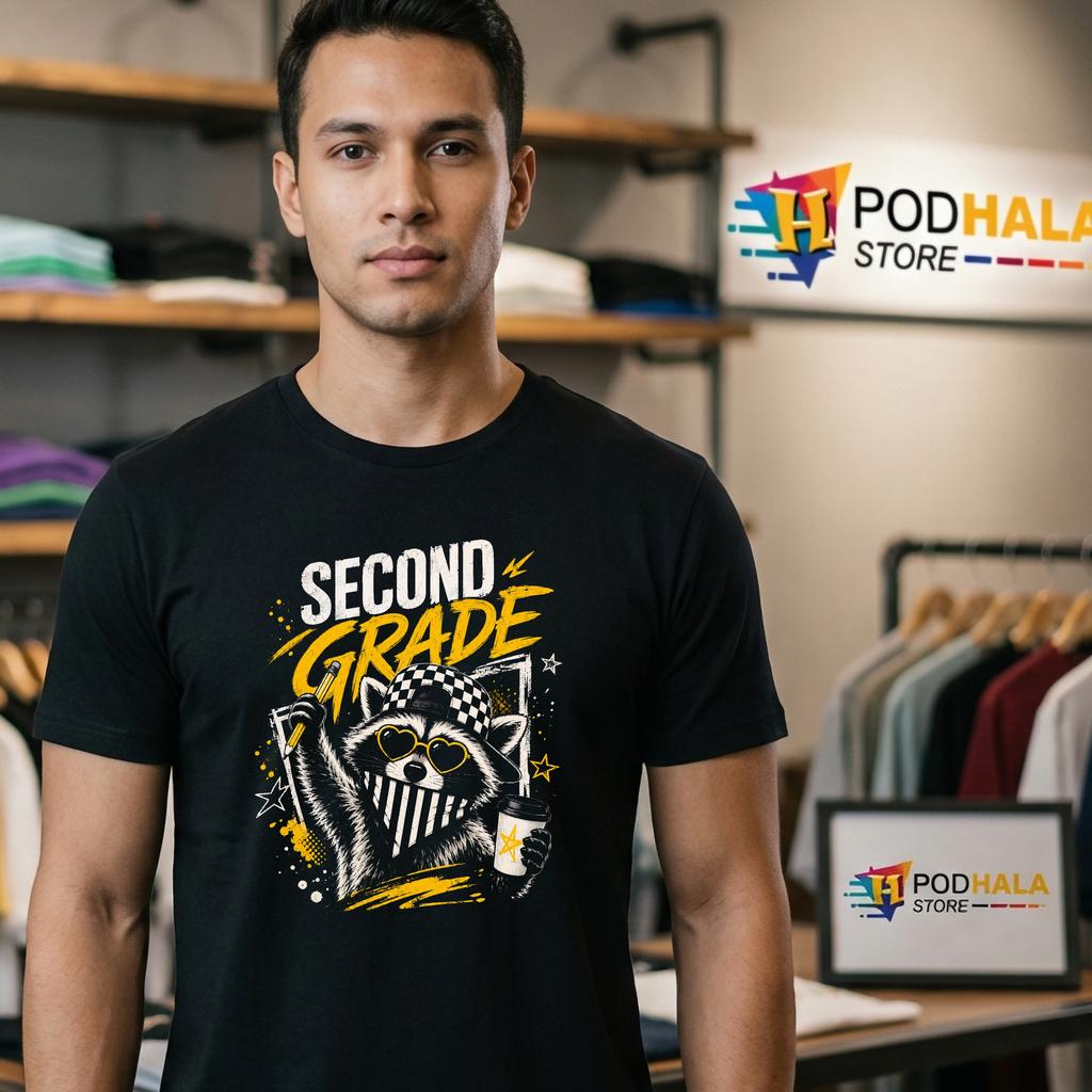 Second Grade Teacher T-Shirt Funny Feral Raccoon Back To School Top
