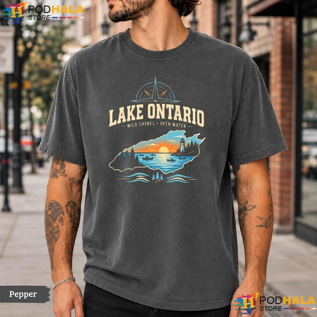 Serene Canoe Lake Ontario Comfort Colors T-Shirt Artistic Sunset Graphic