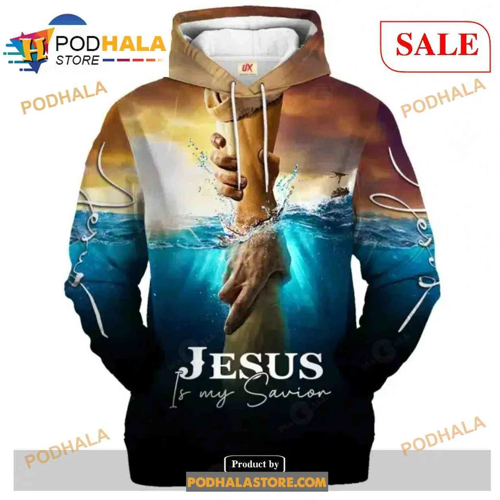 Serene Jesus Is My Savior 3d Hoodie With Hands Reaching Out Design