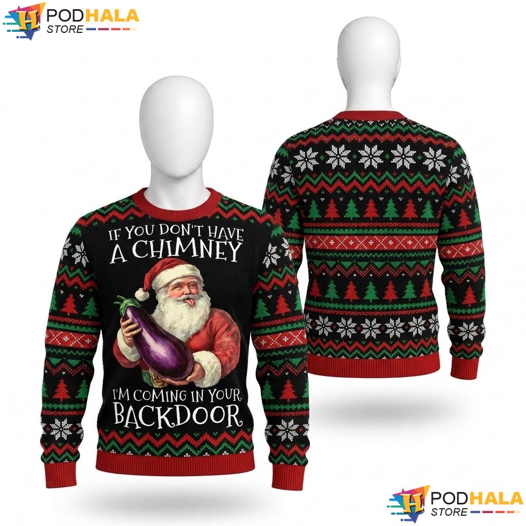 Sexual Innuendo Santa Rude Christmas Sweater Funny Adult Holiday Top