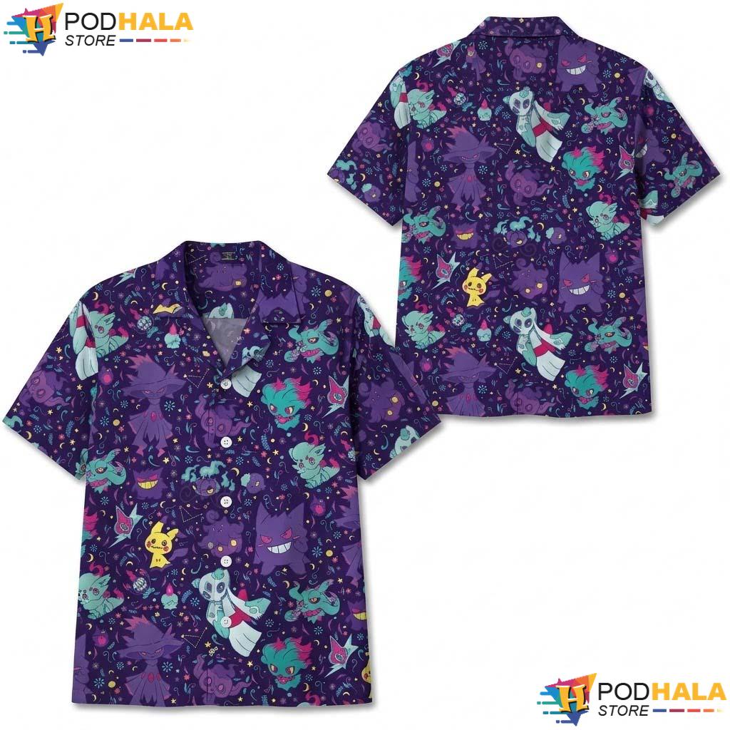 Shadow Ball Halloween Hawaiian Shirt Dark Ghost Anime Gaming Outfit