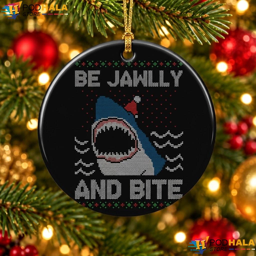 Shark Bite Santa Christmas Ornament Be Jawlly Funny Holiday Decor Gift