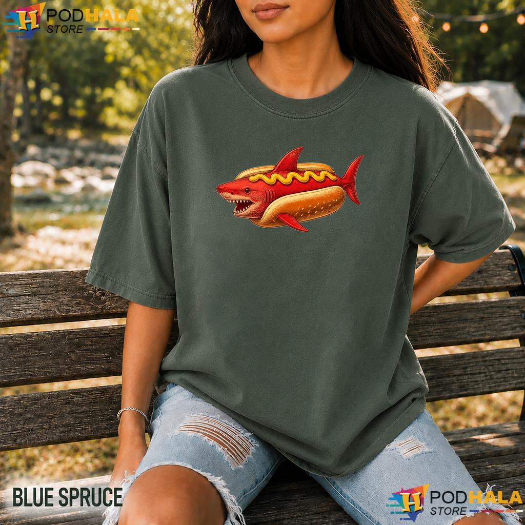 Shark Hot Dog Mustard Comfort Colors Shirt Funny Food Mashup Humor Graphic Shark Hot Dog Mustard Comfort Colors Shirt Funny Food Mashup Humor Graphic