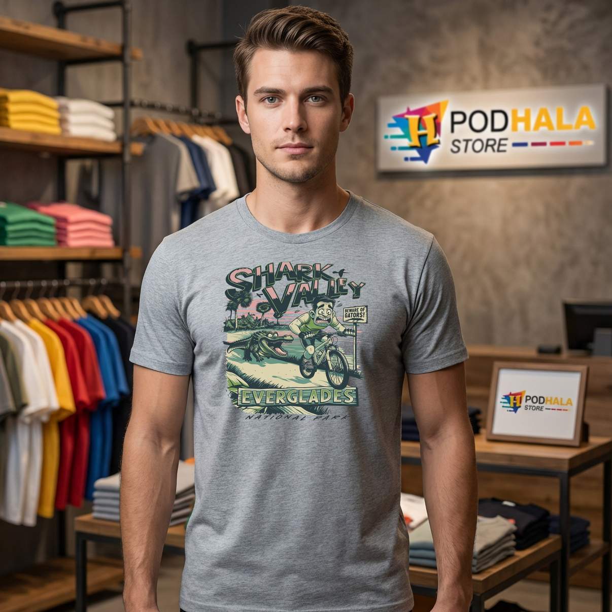 Shark Valley Everglades Park Shirt National Nature Retro Graphic Design Men Shark Valley Everglades Park Shirt National Nature Retro Graphic Design Men
