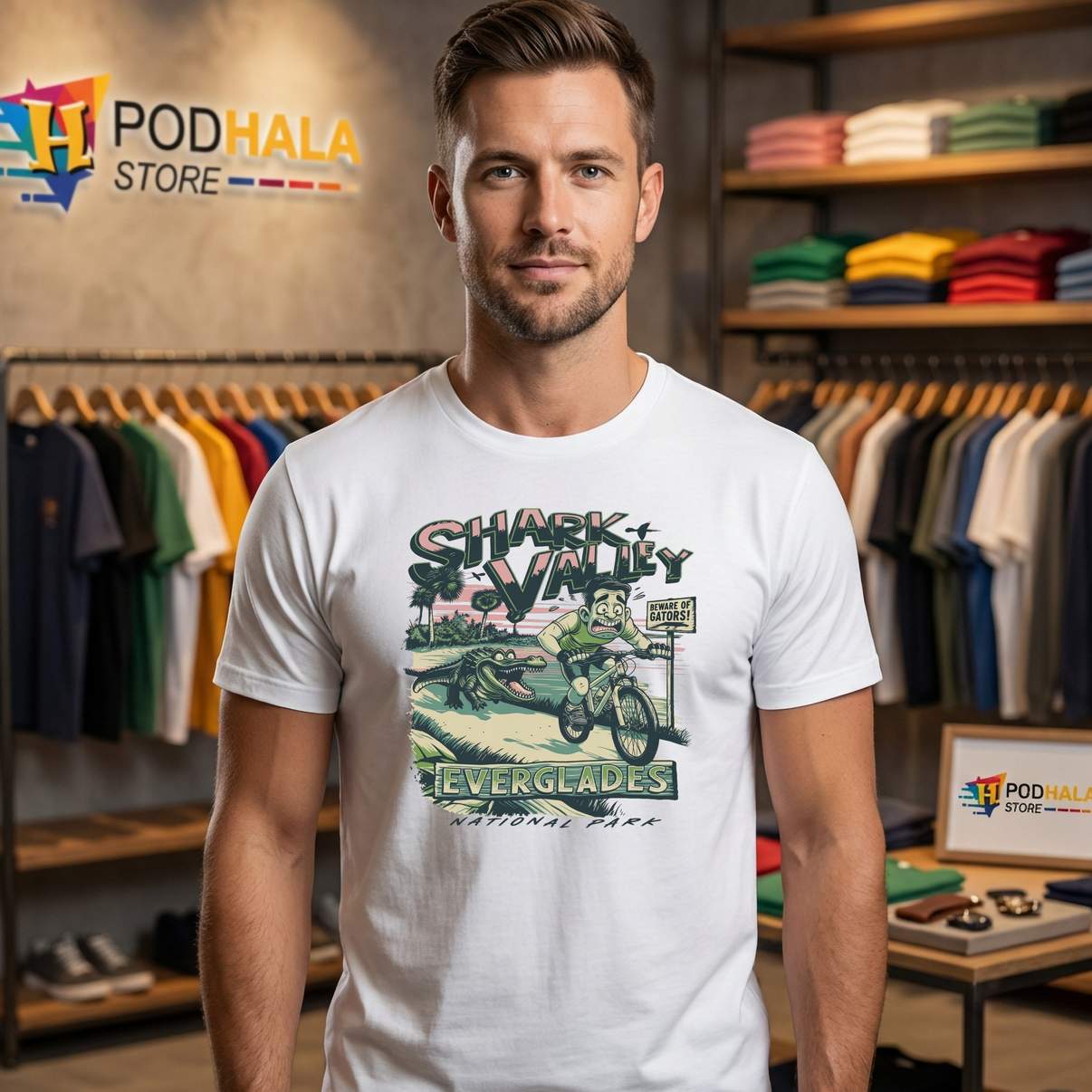 Shark Valley Everglades Park T-Shirt National Nature Retro Graphic Design Men Shark Valley Everglades Park T-Shirt National Nature Retro Graphic Design Men