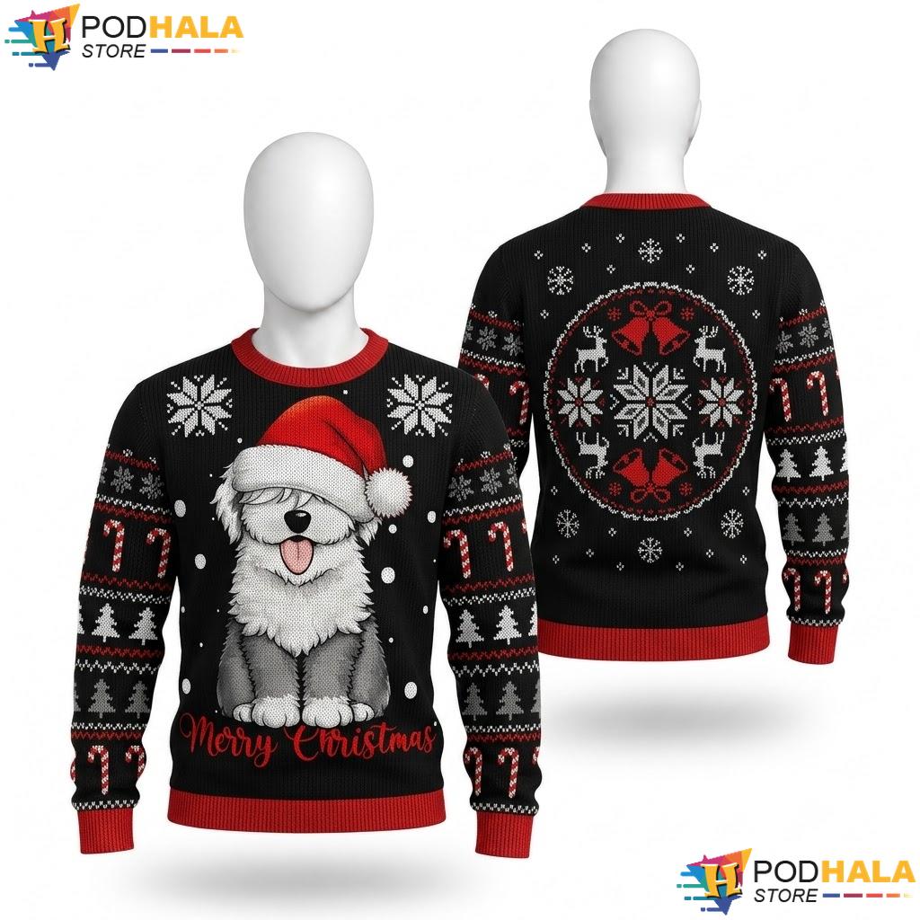 Sheepdog Dog Ugly Christmas Sweater Funny Cute Pet Lover Holiday Top