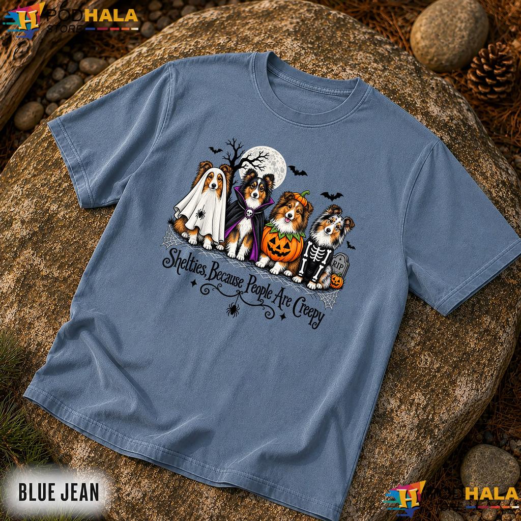 Shelties People Creepy Costume Comfort Colors T-Shirt Halloween Dogs