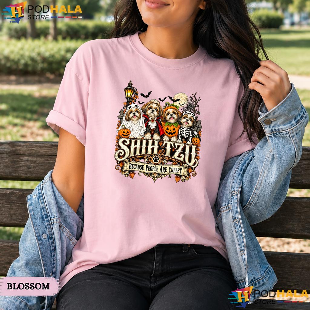 Shih Tzu People Creepy Dogs Comfort Colors T-Shirt Halloween Apparel