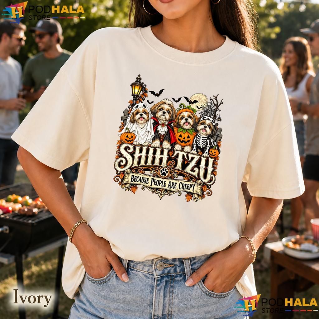 Shih Tzu People Creepy Dogs Comfort Colors Tshirt Halloween Apparel Shih Tzu People Creepy Dogs Comfort Colors Tshirt Halloween Apparel