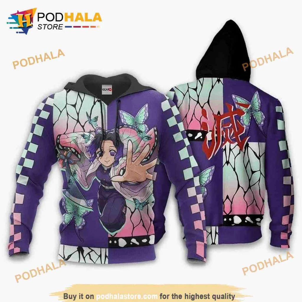 Shinobu Kocho Demon Slayer 3d Hoodie With Colorful Butterfly Design