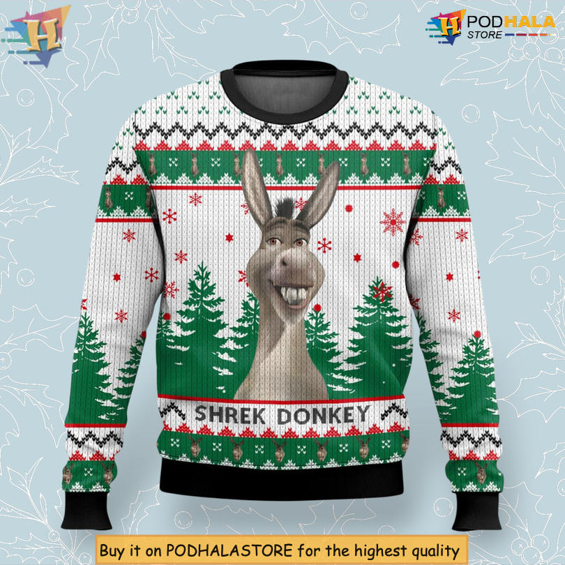Shrek Donkey Funny Movie Scene Humor Quote Festive Holiday Christmas Sweater