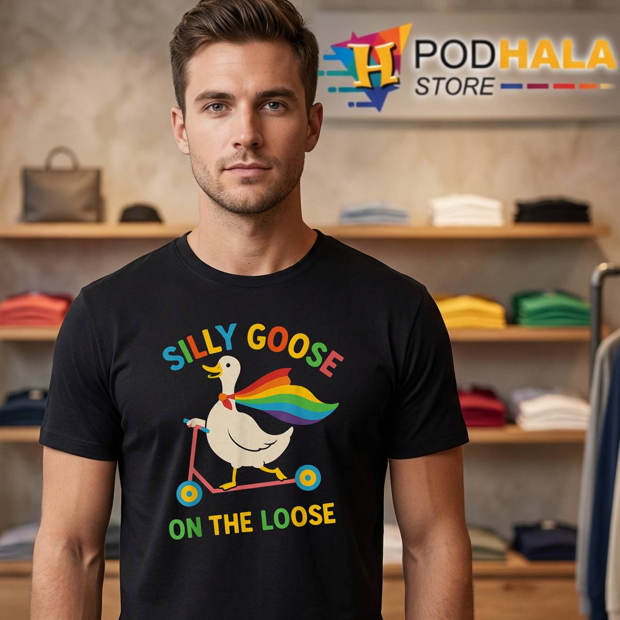 Silly Goose On The Loose Meme Shirt Funny Pride Month LGBTQ For Mens