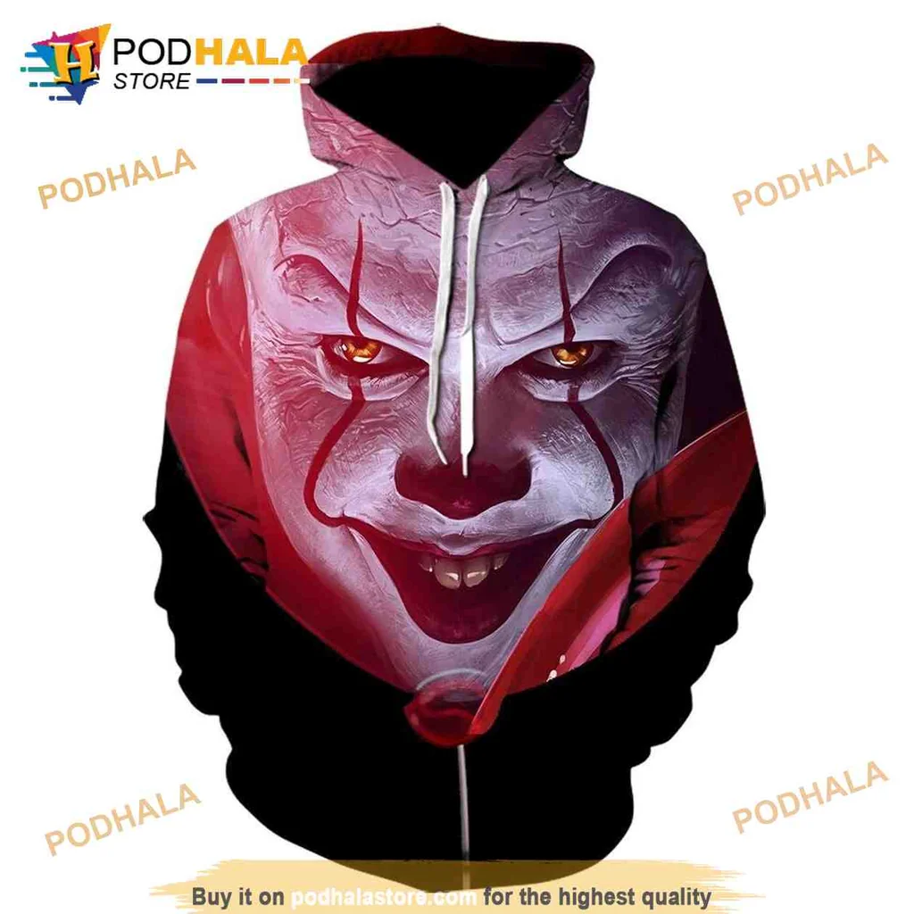 Sinister Horror Character 3d Hoodie With Eerie Expression And Dark Aesthetic