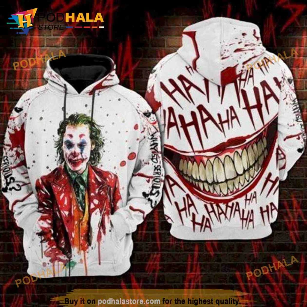 Sinister Joker Smile 3d Hoodie With Creepy Grin And Eerie Design