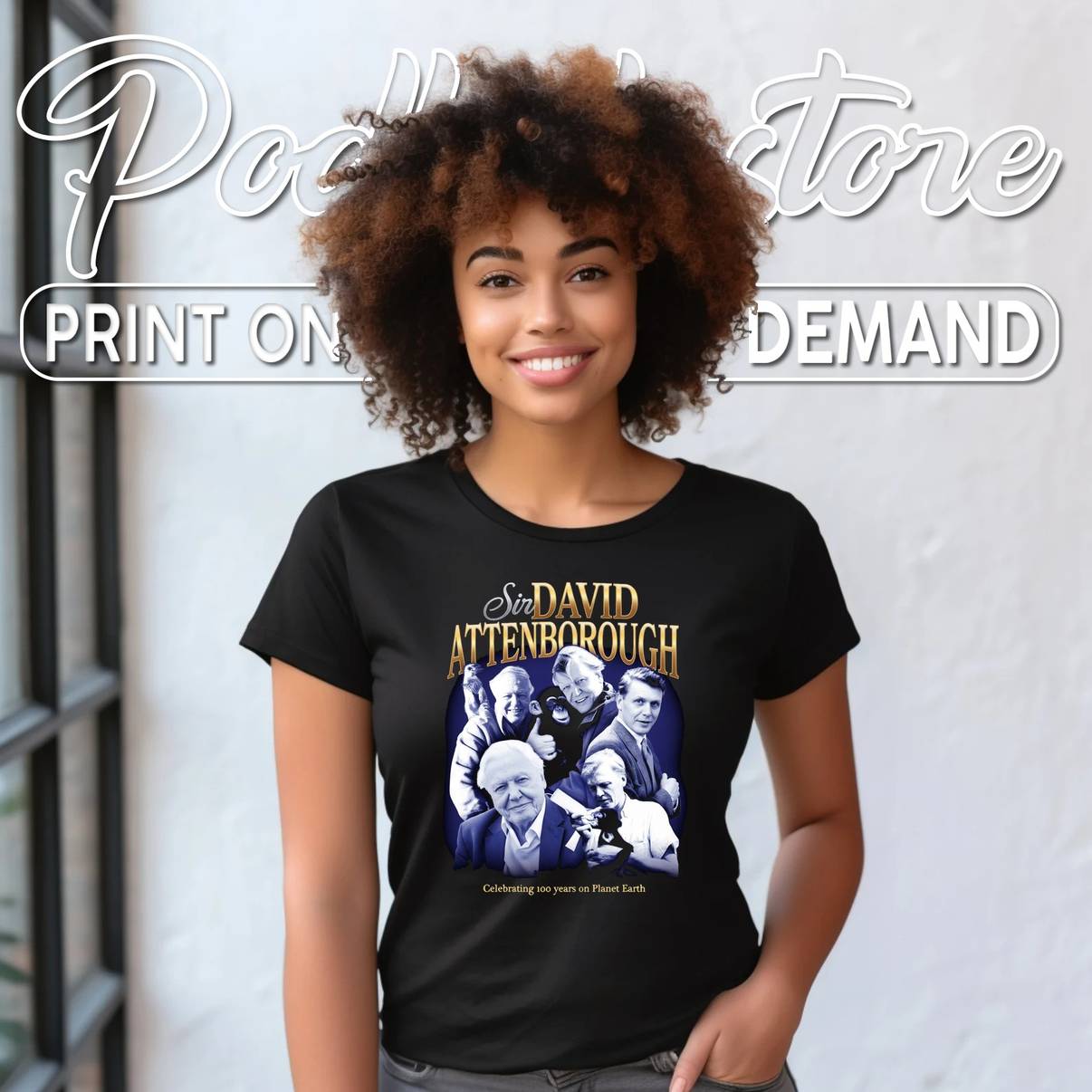 Sir David Attenborough 100th Shirt Celebrating Years On Planet Earth Graphic Men