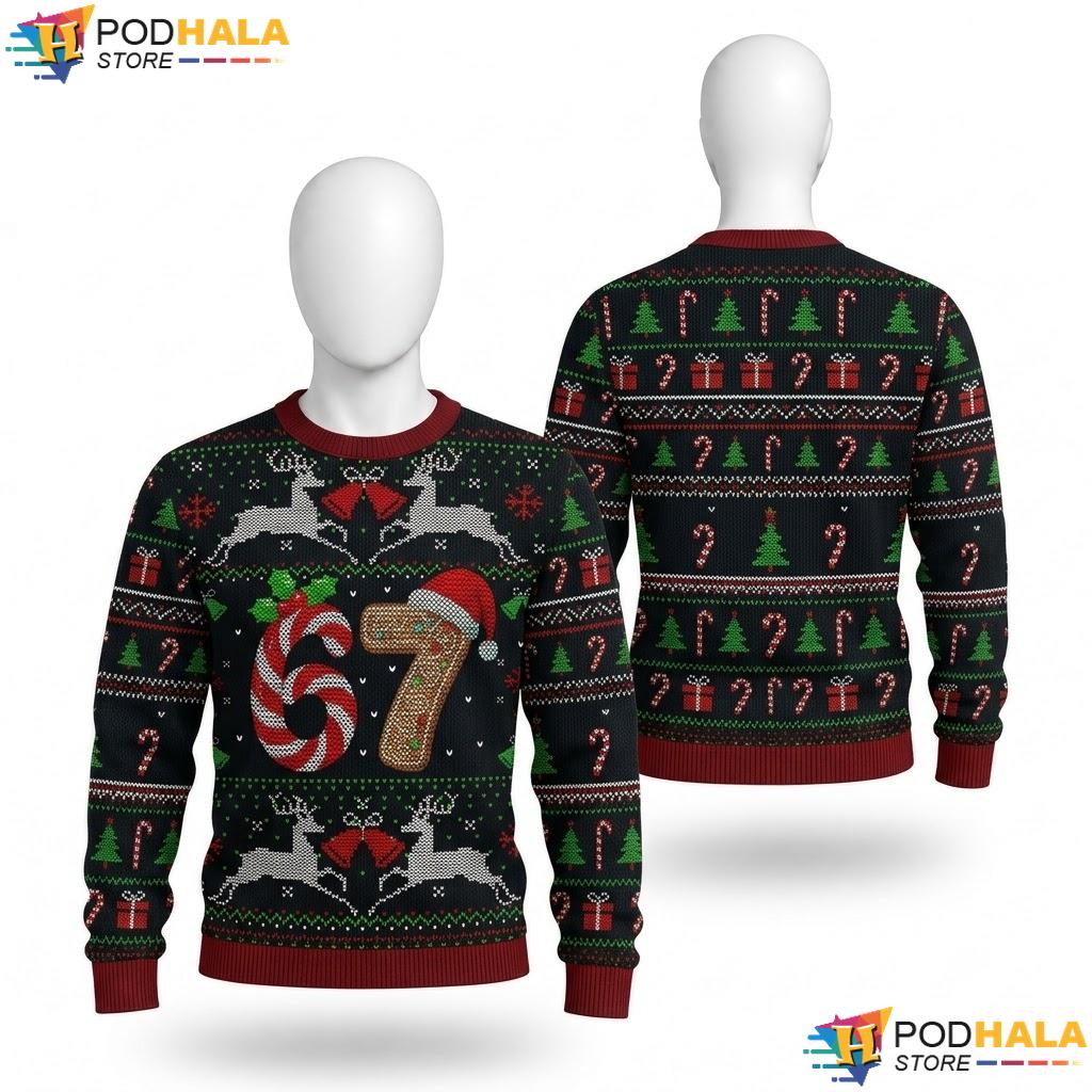 Six Seven Meme Ugly Christmas Sweater Funny Family Xmas Holiday Top