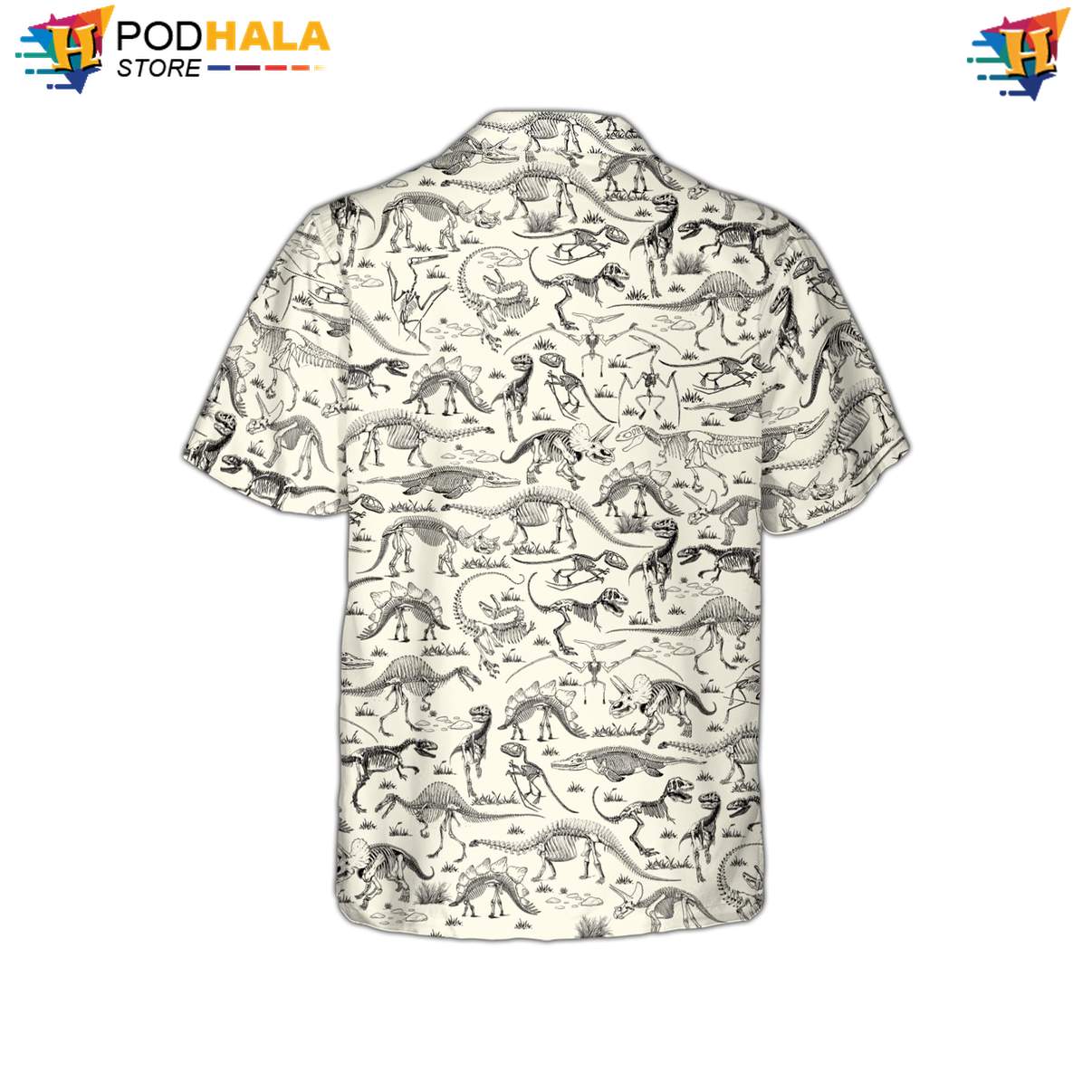 Skeleton Dinosaur Short-sleeve button-up shirt Mens Tropical Beach Button Down Resort Outfit Skeleton Dinosaur Short-sleeve button-up shirt Mens Tropical Beach Button Down Resort Outfit