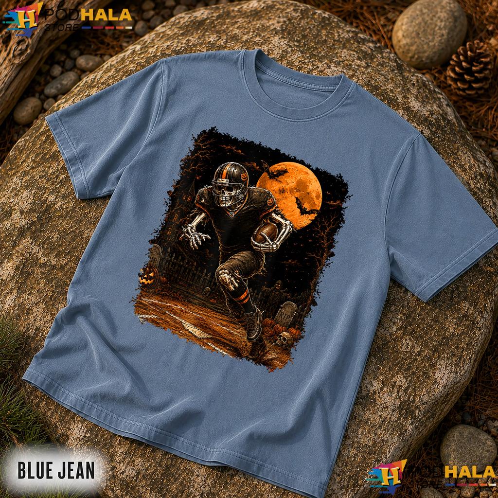 Skeleton Football Boys Mens Comfort Colors T-Shirt Happy Halloween Top