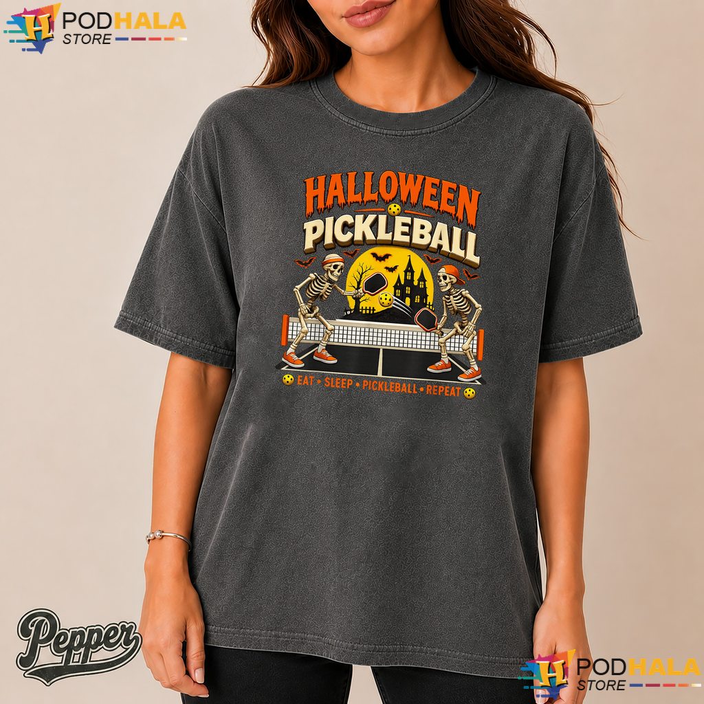 Skeleton Pickleball Game Comfort Colors Shirt Funny Halloween Sports Top Skeleton Pickleball Game Comfort Colors Shirt Funny Halloween Sports Top