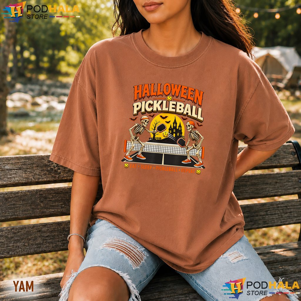 Skeleton Pickleball Game Comfort Colors Tshirt Funny Halloween Sports Top Skeleton Pickleball Game Comfort Colors Tshirt Funny Halloween Sports Top