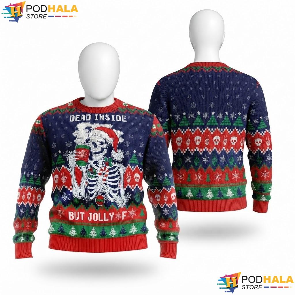 Skeleton Skulls Ugly Xmas Sweater Quirky Snowflake Funny Holiday Top