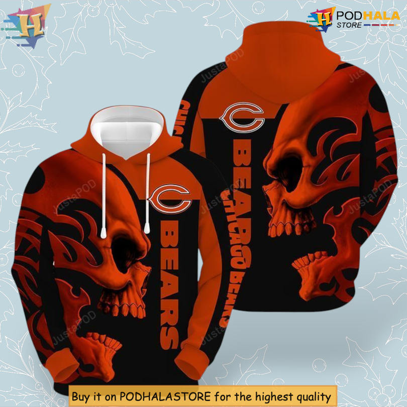 Skull 3D Print Options Chicago Bears Custom Hoodie All Over Edition
