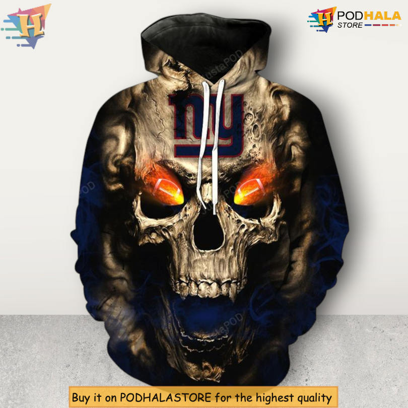 Skull Art Collection New York Giants Graphic Hoodie Stylish Teamwear