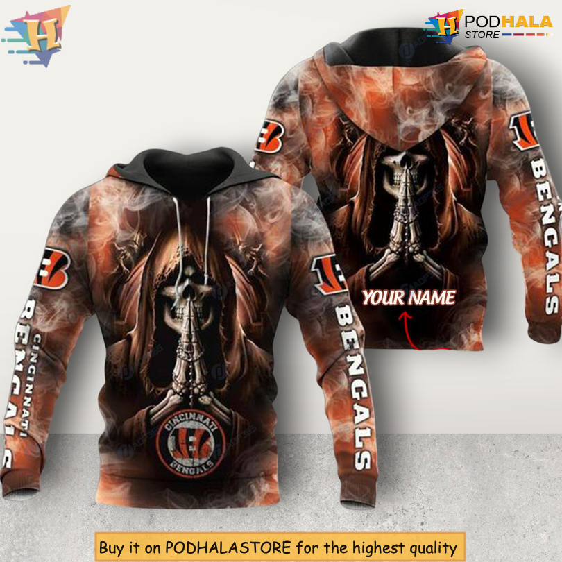 Skull Art Custom Name Edition Cincinnati Bengals Christmas Hoodie 3D NFL
