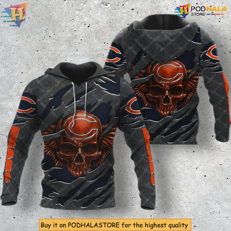 Skull Artwork Concept Chicago Bears Hoodie for NFL Fans
