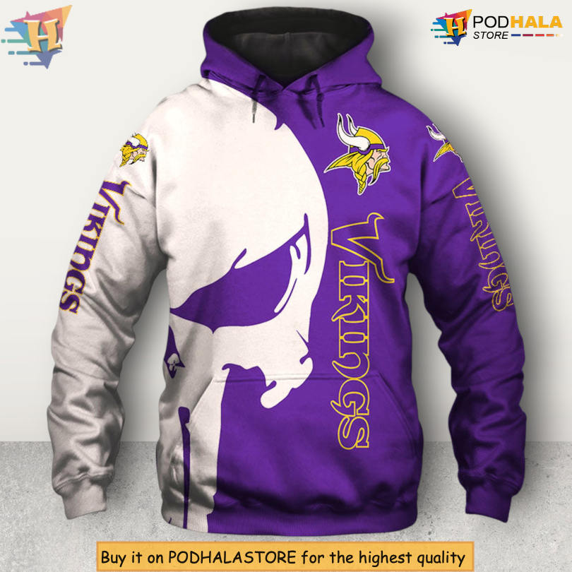 Skull Artwork Gift Edition Minnesota Vikings Hoodies Custom Team Design