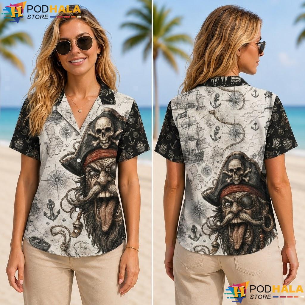Skull Crossbones Tropical Shirt Awesome Pirate Graphic Mens Summer Apparel Skull Crossbones Tropical Shirt Awesome Pirate Graphic Mens Summer Apparel