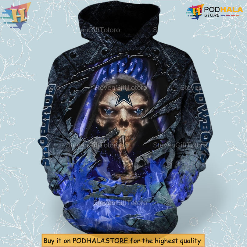 Skull Design 3D Dallas Cowboys Unisex Hoodie All Over Print